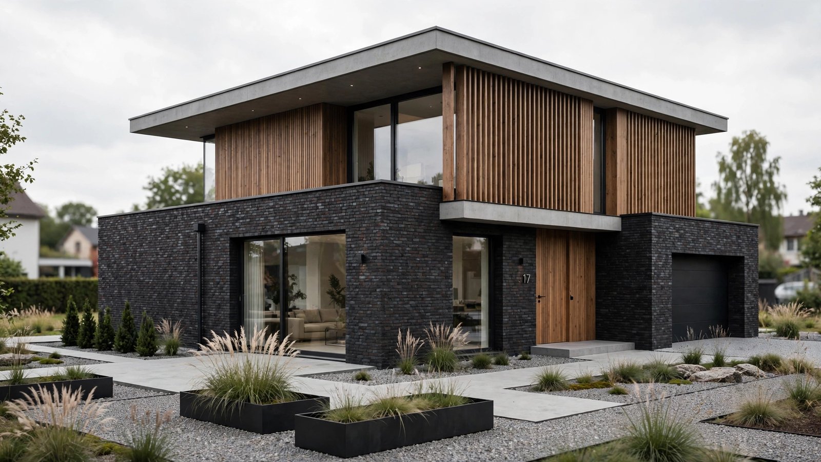 Elegant landscape architectural visualization of a modern luxury villa