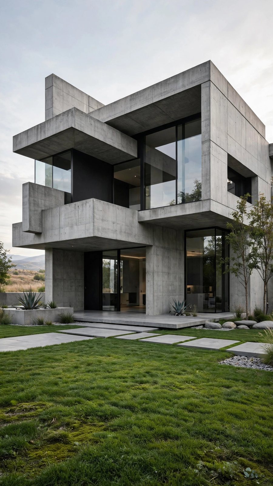 Elegant residential architecture with a grand portico entrance